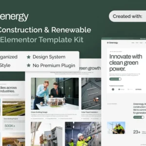 Green Construction & Renewable Energy Elementor Template Kit – Greenergy