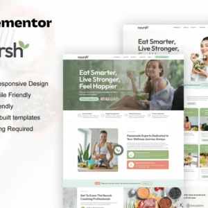 Healthy Food & Nutrition Elementor Pro Template Kit – Noursh