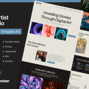 NFT Artist Portfolio Elementor Pro Template Kit – Artha