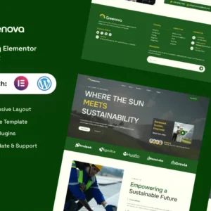 Solar & Green Renewable Energy Elementor Template Kit – Greenova