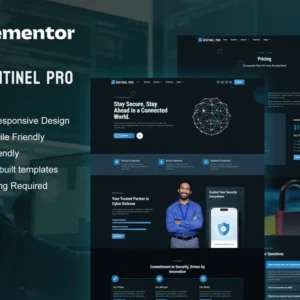 Cyber Security Services Elementor Pro Template Kit – Sentinel