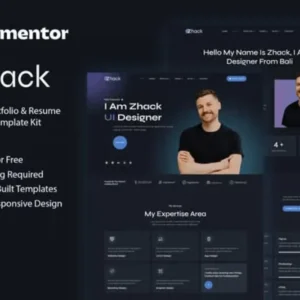 Personal Portfolio & Resume Elementor Template Kit – Zhack