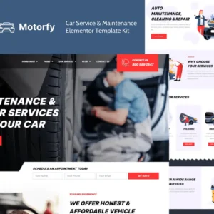 Car Service & Maintenance Elementor Pro Template Kit – Motorfy